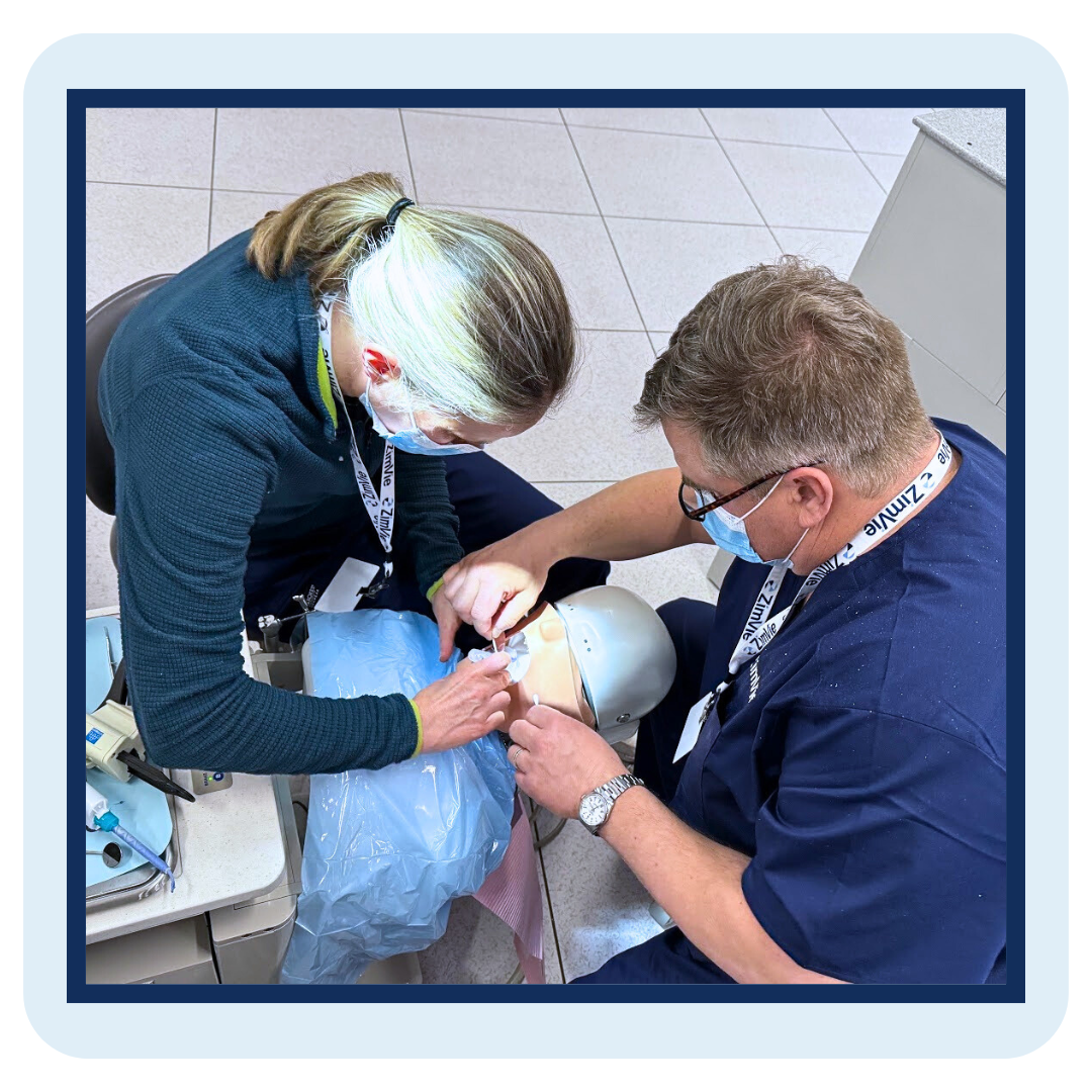 Dental training session demonstrating digital arch workflow with ZimVie® implants and PIC system