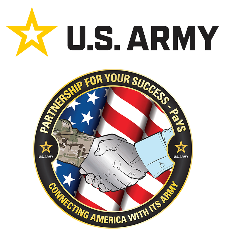 U.S. Army Partnership for Your Success (PaYS) Program Logo Official logo for the U.S. Army's Partnership for Your Success (PaYS) program. The circular emblem features two hands, one in a camouflage sleeve and the other in a light blue sleeve, shaking hands in front of an American flag. The words "PARTNERSHIP FOR YOUR SUCCESS - PaYS" and "CONNECTING AMERICA WITH ITS ARMY" encircle the central graphic. The logo is displayed alongside the iconic U.S. Army star and logotype, representing the program's mission to help soldiers find employment after their service.