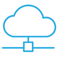 No Software Purchase Required Icon Blue outline cloud and connection symbol illustrating ZimVie’s cloud-based access to treatment planning without extra software costs.