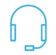 Implant Concierge Fast Customer Service Icon Blue outline headset icon representing ZimVie’s commitment to fast, passionate service and responsive clinical support.