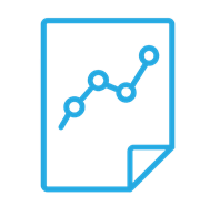 Automated Patient Workflow Icon Blue outline chart with rising trend line symbolizing automated, patient-specific workflow for efficient treatment planning.