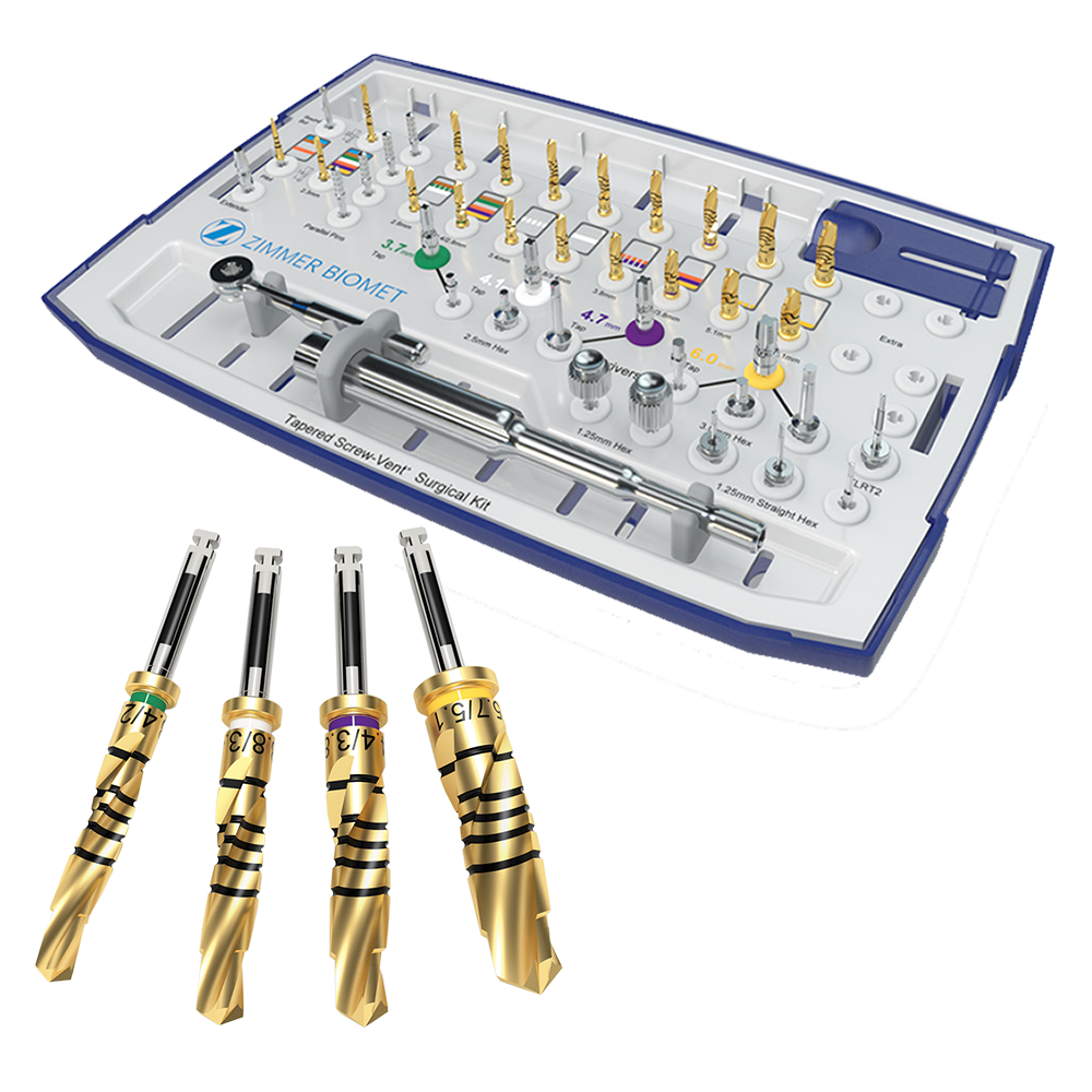 TSV®&nbsp;Surgical Implant Kit With Gold Drills&nbsp;(TSVKITG)﻿