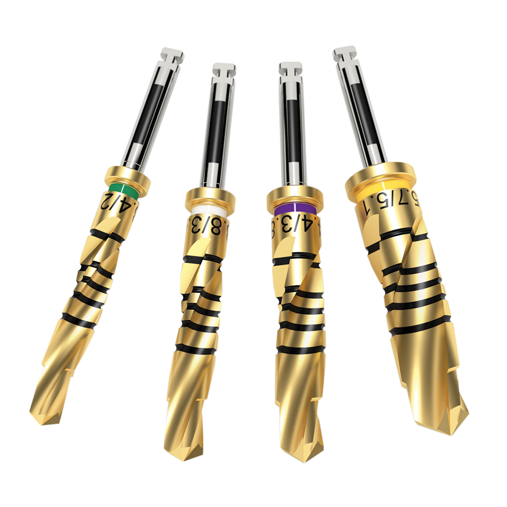 Dríva Gold Series Drills for TSX, Trabelcular Metal, and TSV Implants